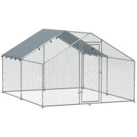 PawHut Gallinero para Exterior Gallinero de Acero Galvanizado con Cubierta Anti-UV e Impermeable Jaula para 5-8 Gallinas Plata - details 0