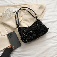 Bolso De Hombro Negro Con Brillo De Pimienta Estilo Casual Chic Diseño Unisex Bolso Cruzado Para Mujer Con Cierre De Cremallera - details 5