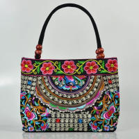 Bolso Pequeño Para Mujer Estilo Étnico Bordado En Lona Bolso De Mano Moda Con Cierre De Cremallera Doble Correa Versátil - details 1