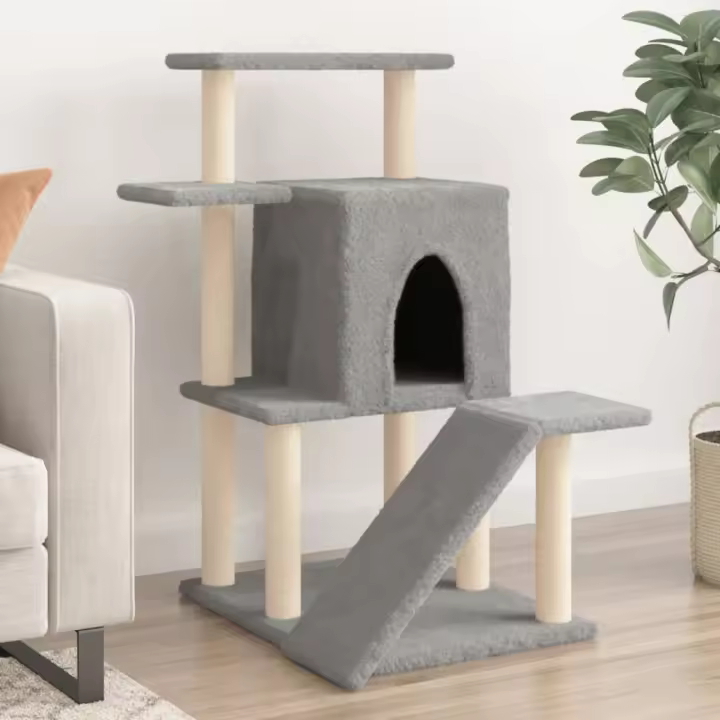 vidaXL Rascador para Gatos con Postes de Sisal Árbol Torre 97 cm Color Crema,  Gris claro,  Gris oscuro y mas - 1