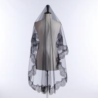 Nueva Llegada Vela De Novia Monolayer Para Mujer Y Niña Color Negro Mantilla De Boda Con Borde De Encaje Traje De Halloween De Cosplay Vestido De Novia Boda 2025 - details 1
