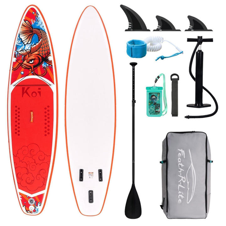 FunWater Tabla de Paddle Surf Hinchable SUPFR01D, Válvula 12-15 psi, Anillos D Reforzados en 4 Puntos, PVC de Alta Densidad 35% Más Ligero, Cubierta EVA Antideslizante, Sistema de Transporte Multiusos