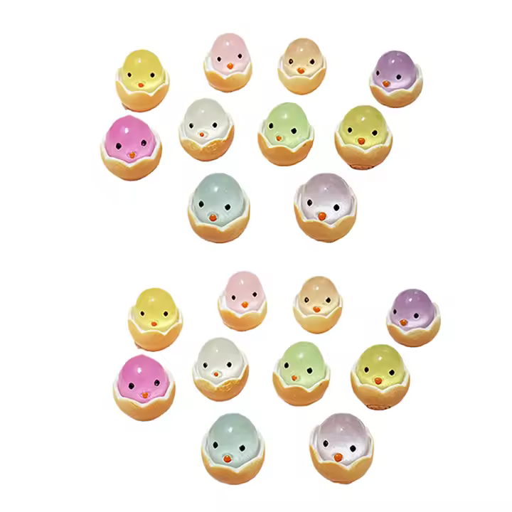20Pcs Decoraciones De Huevo De Pascua Con Micro Paisaje De Pollo Luminoso Juguetes De Niños Decoración De Pascua DIY Regalos Figuras De Miniatura De Heno - 1