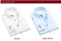 Camisa De Encaje Para Hombre Con Cuello En V Manga Larga Diseño Sólido Casual Adecuada Para Negocios Y Sociales En Colores Blanco Negro Azul Náutico - details 3