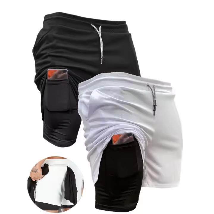 Shorts De Entrenamiento De Verano Para Hombres 2 En 1 Secado Rápido Compresión Shorts De Playa Al Aire Libre Multiple Colores - 1