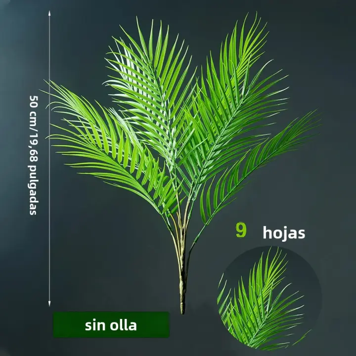 Planta Artificial De Palma Tropical Grande 50-120cm Hojas Verdes De Plástico Para Decoración De Jardín Hotel Oficina Casa - 1
