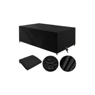 Funda para mesa de Jardín 210D, Funda para muebles de Jardín de exterior, 210x110x70cm, Funda protectora para Jardín Oxford, waterproof, Viento resistant, anti-UV, rectangular, funda para mesa de Jardín (Negro) - 1