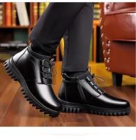 Botas De Hombre Invierno Cuero Con Forro De Peluche Cómodas Antideslizantes Casuales Para Exteriores Y Vacaciones - details 8