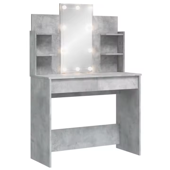Tocador con luces LED gris hormigón 96x40x142 cm - 1