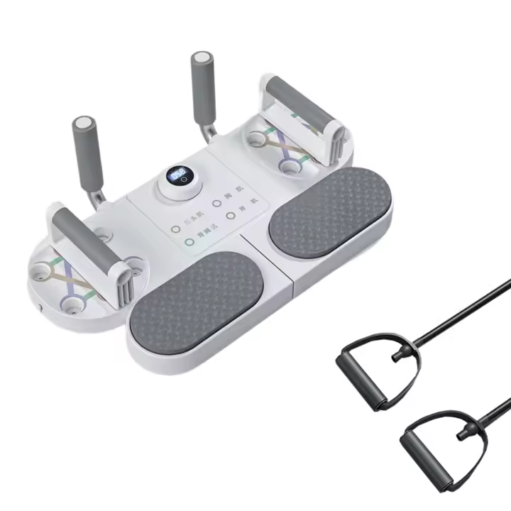 MAGIC SELECT Kit Entrenamiento de Flexiones. Tabla de Flexiones Multifuncional con Goma Elástica de Resistencia y Barras. Set Fitness 3 en 1 con Cronómetro Digital para Ejercicio en Casa y Gimnasio. - 1
