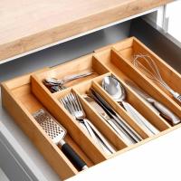 X-Organizador de Cubiertos Extensible de Bambú para Cocina, Bandeja de Cubiertos para Cajón y Almacenamiento de Utensilios de Cocina, Cubiertos, Cubertero Organizador - details 4
