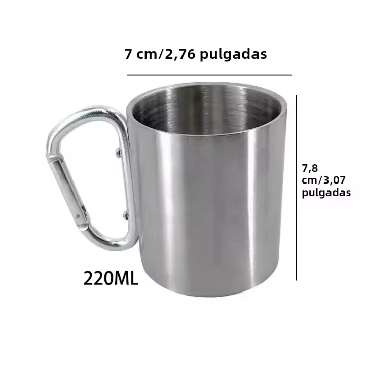 Taza De Agua Portátil De Acero Inoxidable Para Camping Montañismo Viajes Al Aire Libre Picnics Senderismo Escalada Con Botón - 1