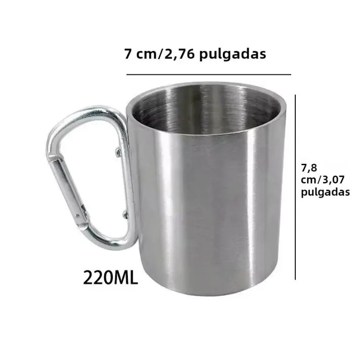 Taza De Agua Portátil De Acero Inoxidable Para Camping Montañismo Viajes Al Aire Libre Picnics Senderismo Escalada Con Botón - 1