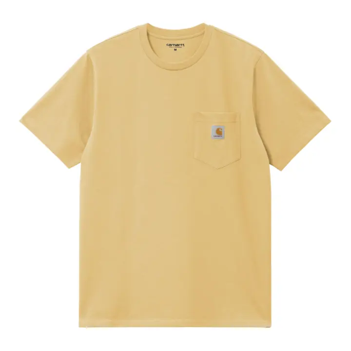 Camiseta Amarilla Con Bolsillo Carhartt S/S Pocket T-Shirt Air Yellow Logo Clásico - 1