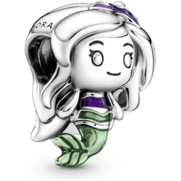 PANDORA Disney Dijes de plata de ley con diseño de La sirenita，Incluye Caja Original - 1