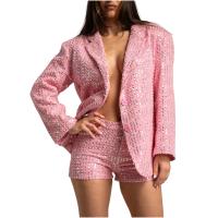 Conjunto rosa lentejuelas mujer – look fiesta dos piezas elegante – WA Wild Animal - details 1