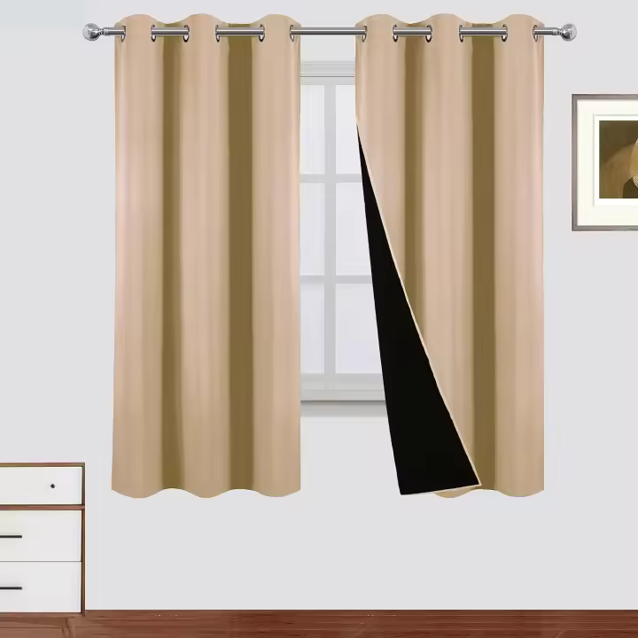 Cortinas opacas de 42 x 63 pulgadas, color beige, 2 paneles, oscurecimiento, aislamiento térmico, cortinas de dormitorio - 1