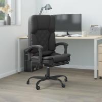 vidaXL Silla de oficina reclinable masaje cuero sintético en color Blanco/Negro | cómodas modernas ergonómicas para comedor cocina salón hogar - details 1