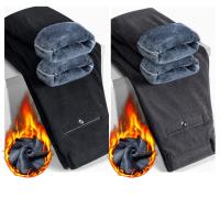 Pantalones Casuales De Corduroy Para Hombre Invierno Grueso Y Cálido Estilo Clásico Recto Trousers Térmicos De Fleece Moda Negocios - details 6
