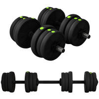 SPORTNOW Kit de Mancuernas 20kg 2 en 1 Juego de Pesas con Barra de Pesas Mango Antideslizante Mancuernas Ajustables para Entrenamiento de Fuerza en Hogar Gimnasio Oficina Negro y Verde - details 0
