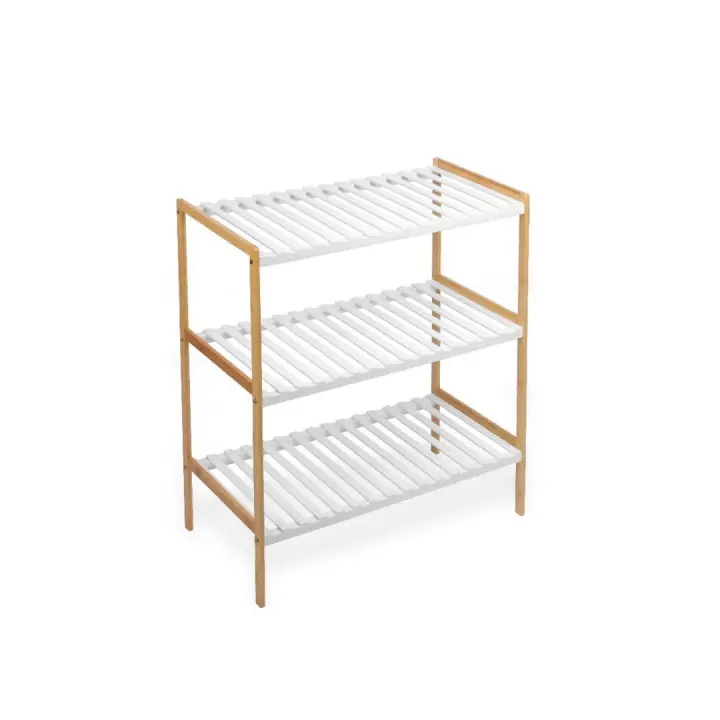 STARLEY-Estanteria de bambú 3 niveles,Estantería Multiusos con Baldas,Organizador para Entrada, Pasillo, Baño 70x35x76.2cm - 1