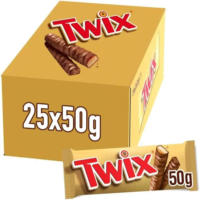 Barrita de Chocolate y Galleta Twix - Pack de 24 Unidades de 50g - 1