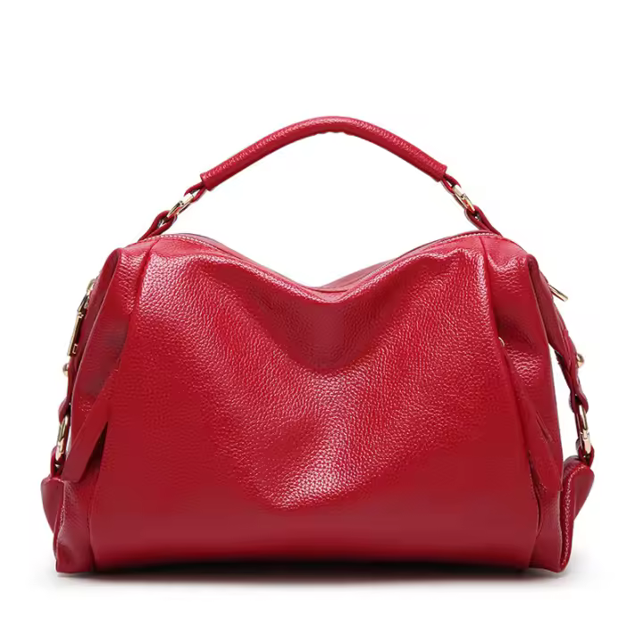 Bolso de mujer sencillo de moda de estilo coreano nuevo de verano 2021, bolso Boston con patrón de lichi de superficie suave, bolso bandolera grande para mujer - 1