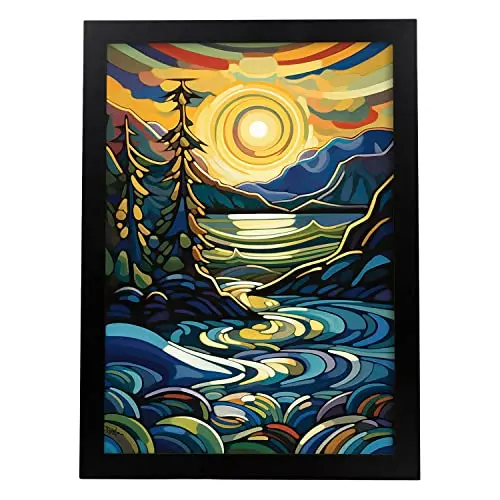 Nacnic Cartel De Pintura Al Óleo De Una Hermosa Playa Al Atardecer - 1