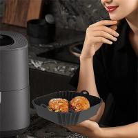 Placa De Hornear De Silicona Para Air Fryer Con Manija Reutilizable Cuadrada Herramienta De Cocina Resistente a Químicos - details 5