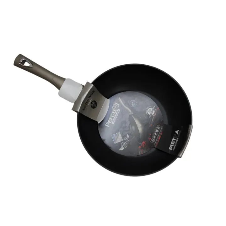 Sartén Wok Percutti Pietra de Aluminio Antiadherente 28 cm - Mango Soft Touch - Ideal para Todas las Cocinas - 1