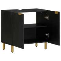vidaXL Armario de lavabo de baño madera ingeniería negro 62x33x58 cm - details 1