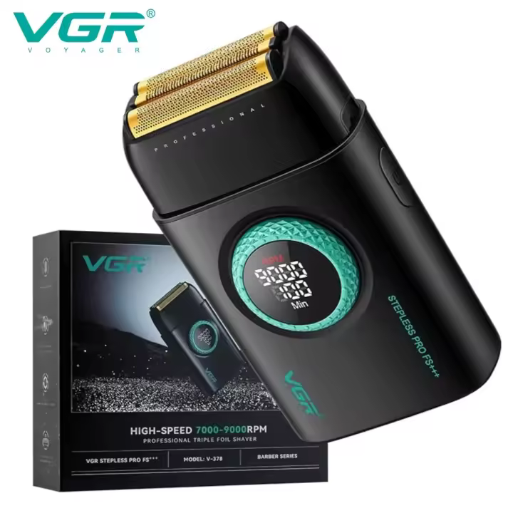 VGR Afeitadora Profesional Eléctrica Recargable Para Hombres Trimmer De Barba LED 9000 RPM Reciprocante V-378 Doble Cuchilla Reciprocante - 1