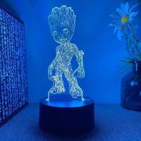Lámpara De Escritorio LED Creativa Con Ilusión De 3D De Groot De Guardians of the Galaxy Luz Nocturna Cambiante De 7/16 Colores Regalos Para Niños - details 3