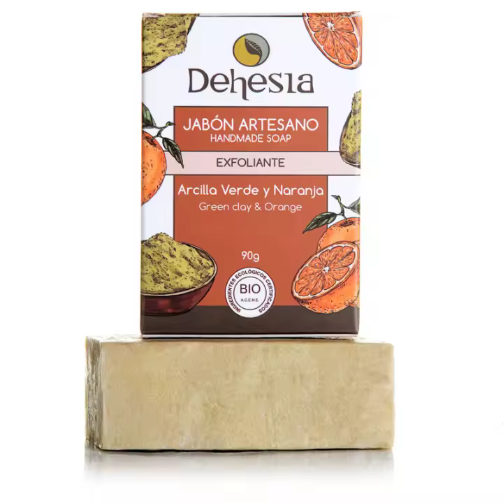 DEHESIA Jabón Artesano Exfoliante Arcilla Verde-Naranja 90 gr - 1