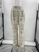 Conjunto De Camisas Y Pantalones Para Mujer Estilo Casual Con Cuello En V Manga Larga High Waist Wide Leg Pants Para Uso Doméstico Y Salida - details 6