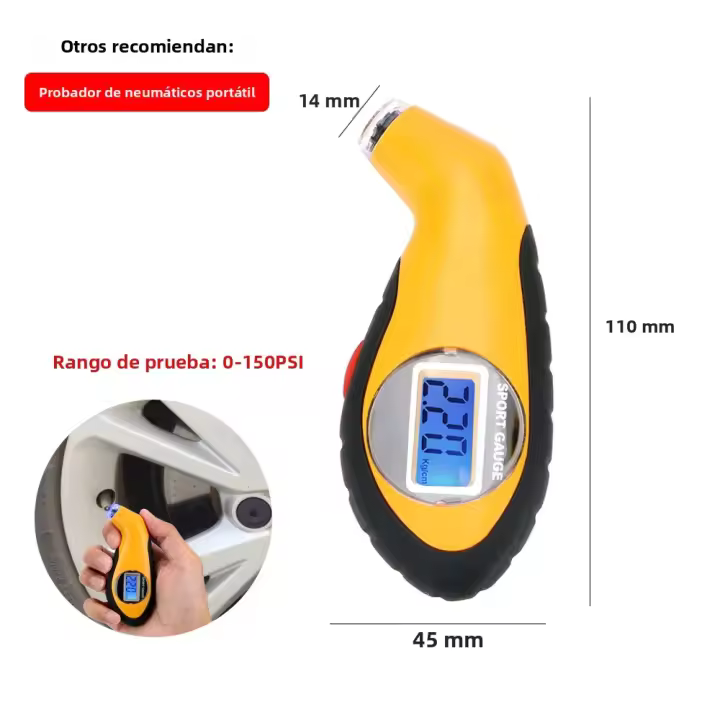 Medidor De Presión De Neumáticos Para Coche Con Inflador De Aire Adaptador EU Monitor De Inflación LCD Digital Para Motocicleta Y Bicicleta - 1