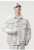 Chaqueta De Denim Para Hombre Estilo Callejero Con Bolsillos Grandes Diseño De Contraste Talla Grande Negro Y Blanco Lavado Abrigo De Otoño 4XL 5XL - details 6