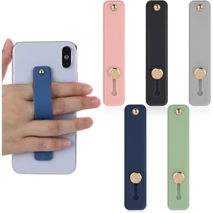 soportes para teléfono móvil, soporte para teléfono con dedo, correa de silicona para el dedo, soporte retráctil para teléfono móvil, adecuado para todos los teléfonos inteligentes (5 colores). - 1