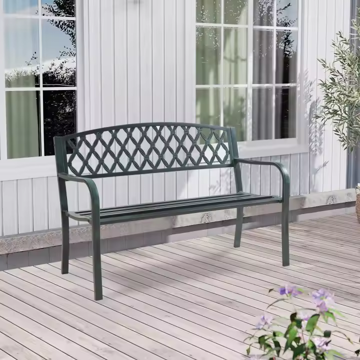 Banco de jardín exterior Opsasar 3 plazas 127x54x88cm - Gris oscuro [casa.pro] - 1