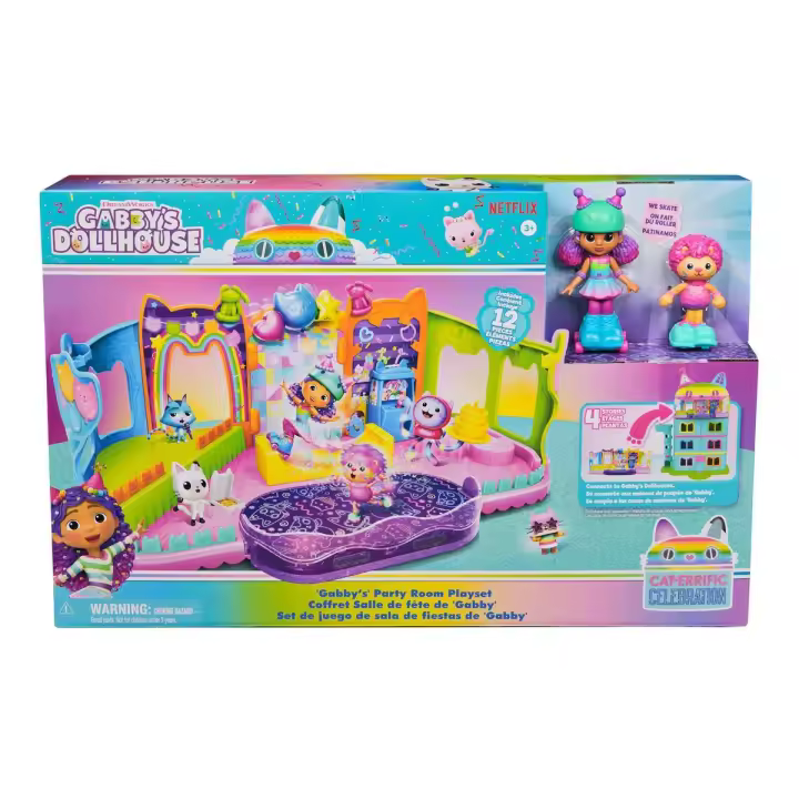 SPIN MASTER - LA CASA DE MUÑECAS DE GABBY - ATICO DE FIESTAS DE GABBY´S DOLLHOUSE, FIGURAS DE JUGUETE, MUEBLES Y ACCESORIOS LA CASA DE MUÑECAS - 6069755 - Regalo Niña +3 Años - Juguetes Niñas +3 años - 1