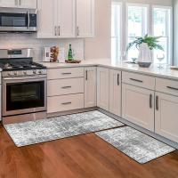 Alfombra De Puerta Para Dormitorio Y Sala De Estar En Gris Y Blanco Impermeable Antideslizante Para Cocina Y Baño Alfombrilla De Piso Interior - details 0