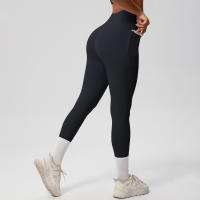 Mallas de beltada Alta para Mujer, pantalones de Yoga, Mallas con bolsillos, Push Up, ropa Deportiva para correr, pantalones de Color sólido - details 8