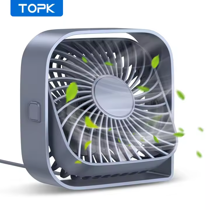 Ventilador Portátil TOPK Mini Con Control USB Ruido Bajo 3 Velocidades Cabeza Giratoria De 360° Ventilador De Mesa Para Habitación Camping - 1