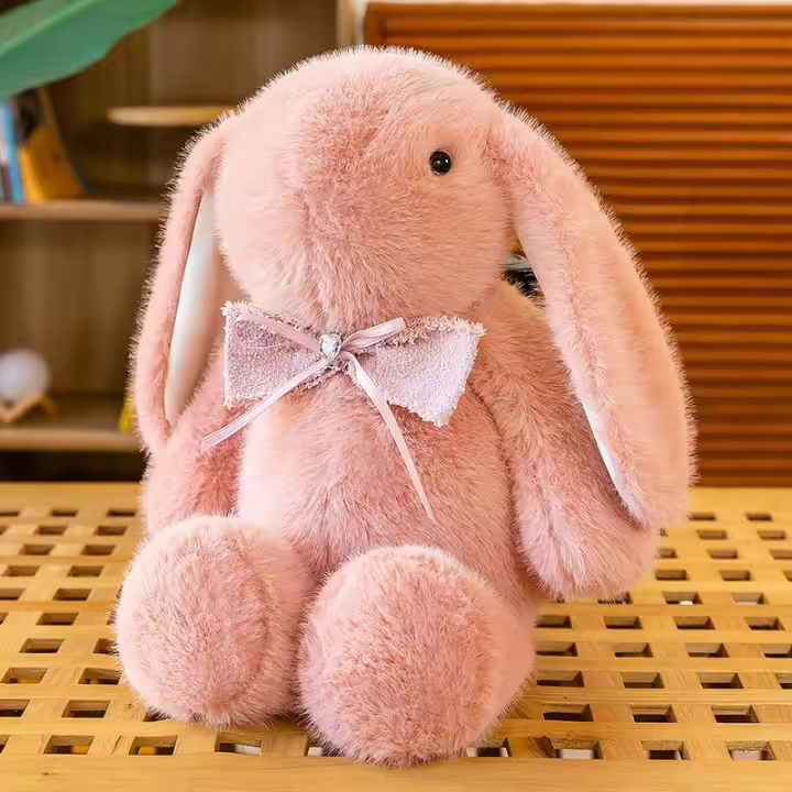 Muñeco De Peluche Conejo Rosa 35CM Suave Y Cómodo Para Decoración De Habitación Regalo De Cumpleaños Para Niñas - 1