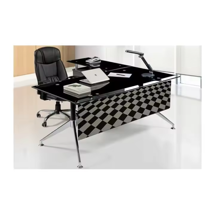 Mesa de oficina GORT, mueble a izquierda, cristal, 180x85 cms - 1