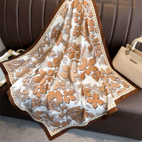 Pañuelo De Seda Impreso 90x90cm Para Mujer Lujo Bandana De Cabello Foulard Ribete Cuadrado De Piel Decorativo Para Todas Las Estaciones - details 5
