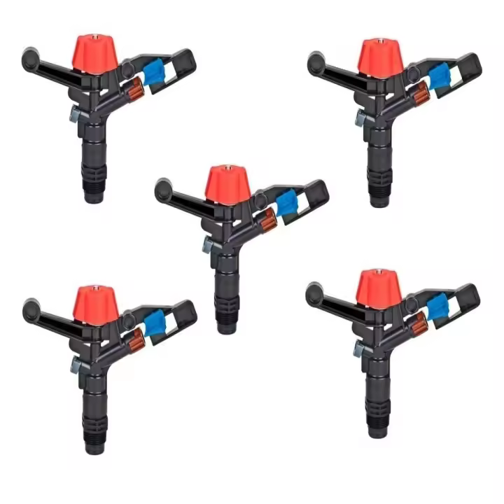 Aspersor de riego 5035 SD 3/4" agrícola circular 360º. Pack 5 unidades. Pack de 5 aspersores agrícolas 5035 SD de 3/4" con riego circular de 360° y alcance de 11 a 13 metros, ideales para sistemas de riego fijos o móviles en cultivos de mediana y gran - 1