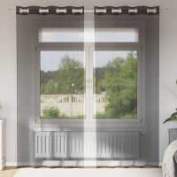 vidaXL Cortinas de gasa con ojales 2 uds negro140x225 cm en color Negro/Blanco/Tuquesa y más | protección solar decorativa para ventanas hogar oficina dormitorio fácil de instalar - details 0