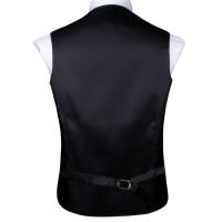 Chaleco De Seda Para Hombre Hi-Tie Con Cuello V Y Bolsa De Pañuelo Conjunto De Encantos Para Traje Sin Mangas Para Boda Y Negocios - details 6