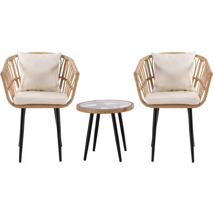 Habitat y Jardin - Conjunto de muebles de jardín de ratán "Vela" - 2 plazas - Marrón - 1